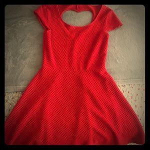 Comfortable red dress with heart shape on the back